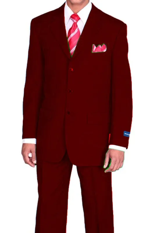 "Burgundy Classic Fit Poplin Suit for Men - 3 Button Style" sold by Alberto Nardoni