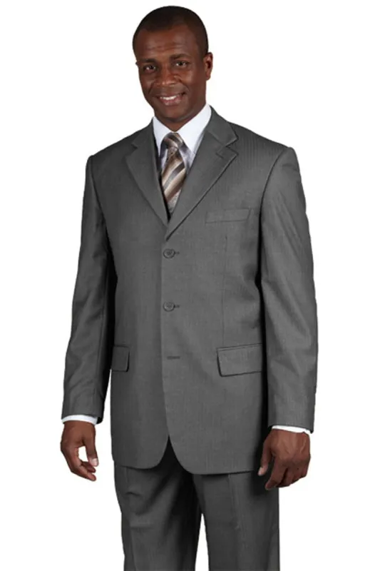 "Grey Pinstripe Men's Business Suit - 3 Button 100% Wool Classic" sold by Alberto Nardoni