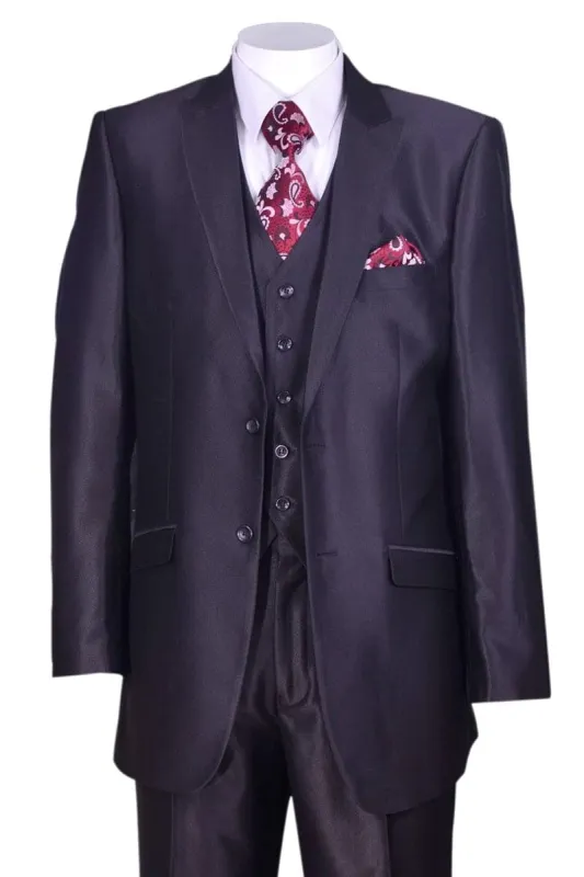 "Grey Sharkskin Slim Fit Men's Suit - 2 Button Vested Style" sold by Alberto Nardoni