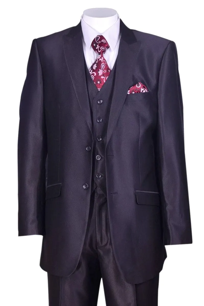 "Grey Sharkskin Slim Fit Men's Suit - 2 Button Vested Style" sold by Alberto Nardoni
