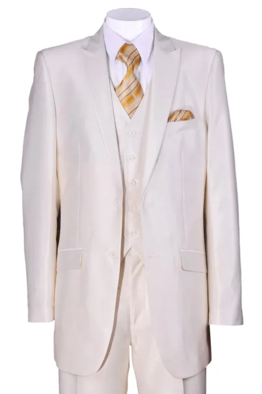 "Sharkskin Slim Fit Men's Suit - 2 Button Vested in Ivory Cream" sold by Alberto Nardoni
