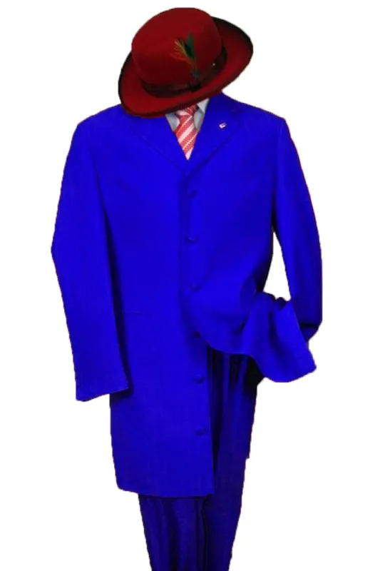"Royal Blue Men's Classic 2PC Long Zoot Suit - Fashionable Elegance" made by Alberto Nardoni