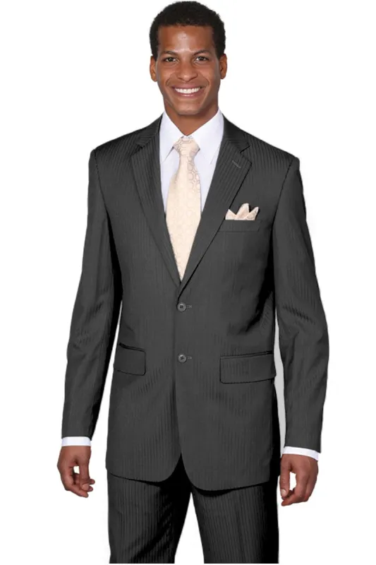 "Modern Fit Men's Business Suit - 2 Button Brown Pinstripe" sold by Alberto Nardoni