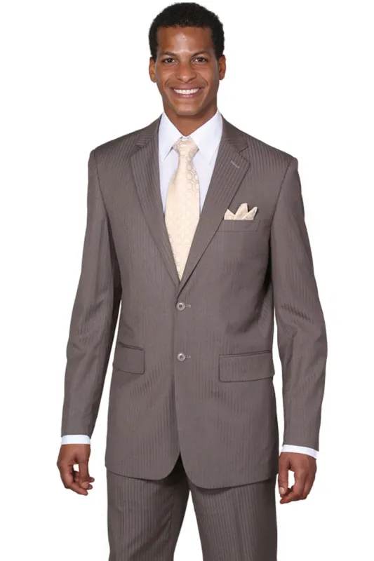 "Charcoal Grey Modern Fit Business Suit - Men's 2 Button Tonal Pinstripe" sold by Alberto Nardoni