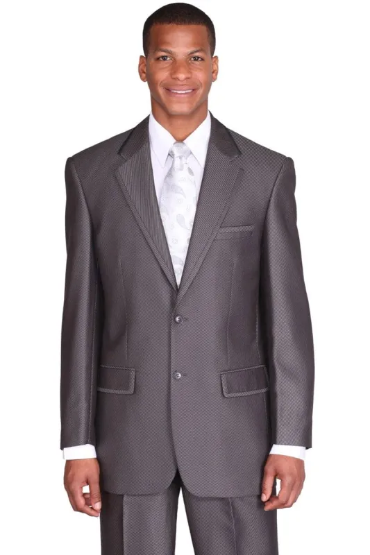 "Sharkskin Charcoal Grey Suit - Men's 2 Button Diagonal Shiny" sold by Alberto Nardoni