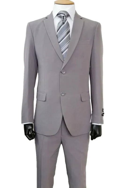 "Grey Classic Fit Poplin Suit for Men - 2 Button Style" sold by Alberto Nardoni