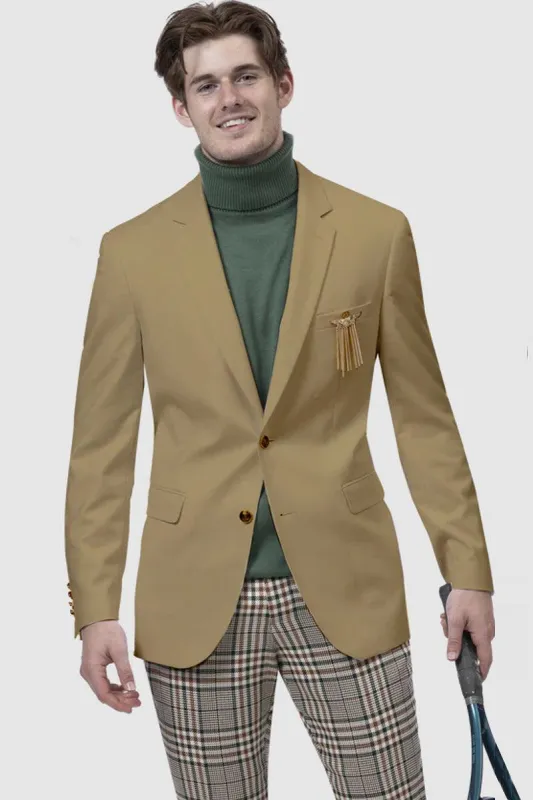 EJ Samuel Men's 2-Button Club Blazer - Tan Modern Sophistication sold by Alberto Nardoni