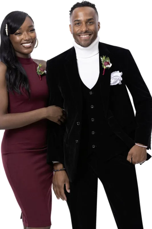 "Black Velvet Men's Suit - Two Button Vested Style" Black Velvet Suits and Tuxedos sold by Alberto Nardoni