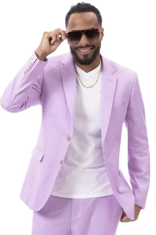 EJ Samuel Men's Modern Lilac Lavender Summer Linen Suit - Classic Fit sold by Alberto Nardoni