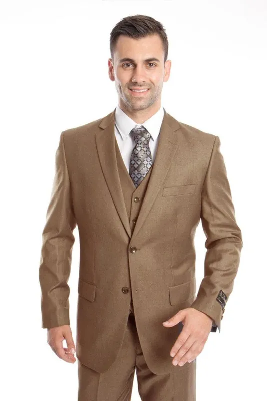 "Dark Taupe Men's Wedding & Business Suit - Vested Two Button Solid Color" sold by Alberto Nardoni