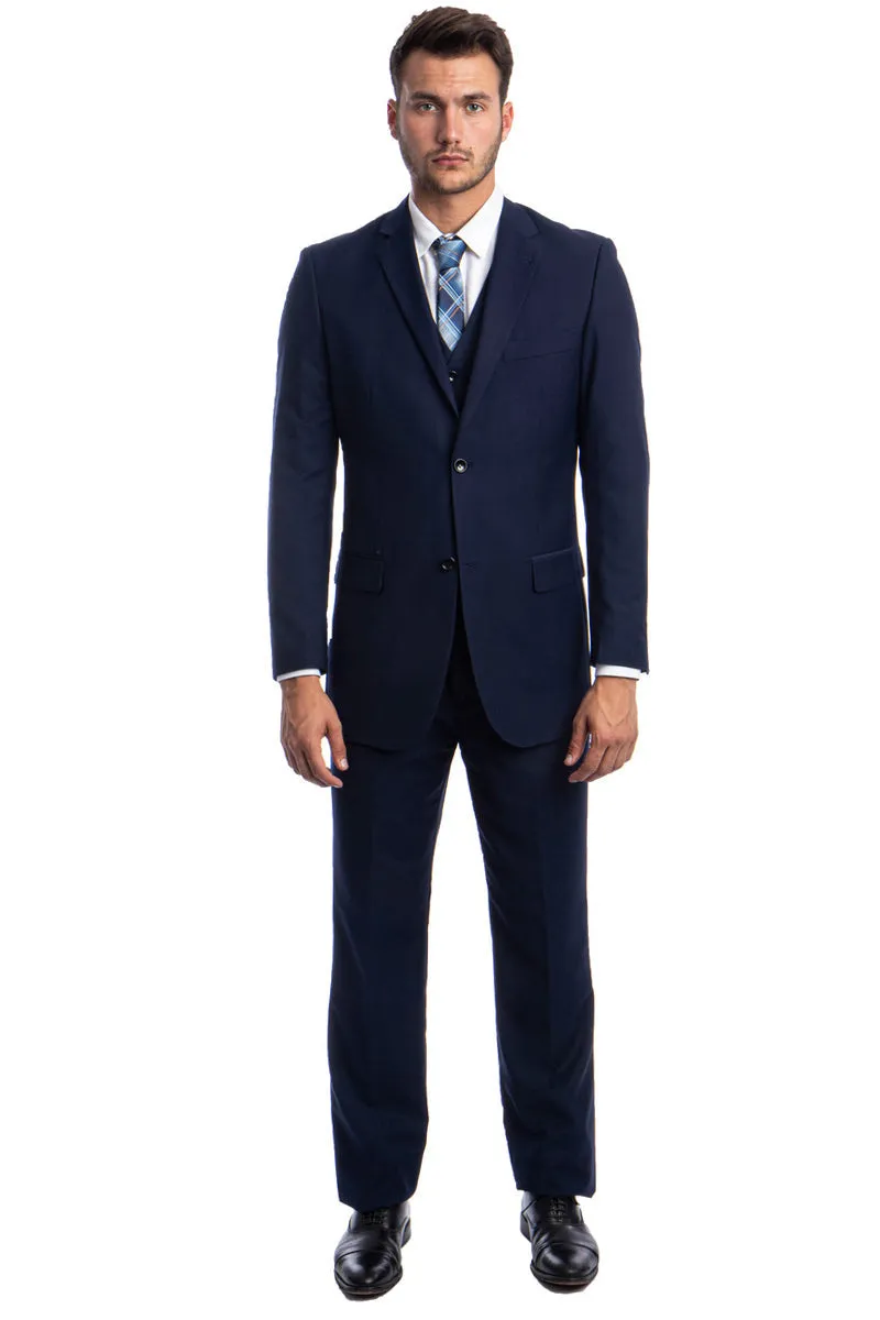 Blue Men's Wedding & Business Suit - Two Button Vested Solid Color sold by Alberto Nardoni product image thumbnail 2