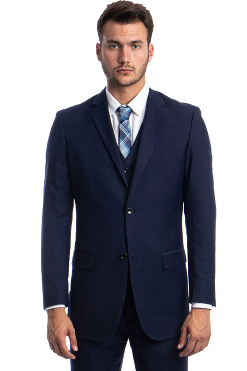 Blue Men's Wedding & Business Suit - Two Button Vested Solid Color sold by Alberto Nardoni