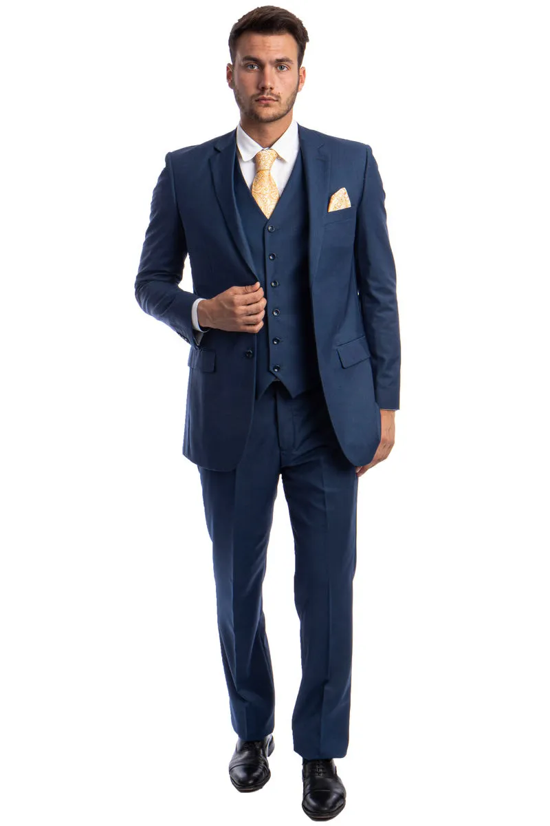 "Indigo Blue Men's Wedding & Business Suit - Vested Two Button Solid Color" sold by Alberto Nardoni product image thumbnail 2