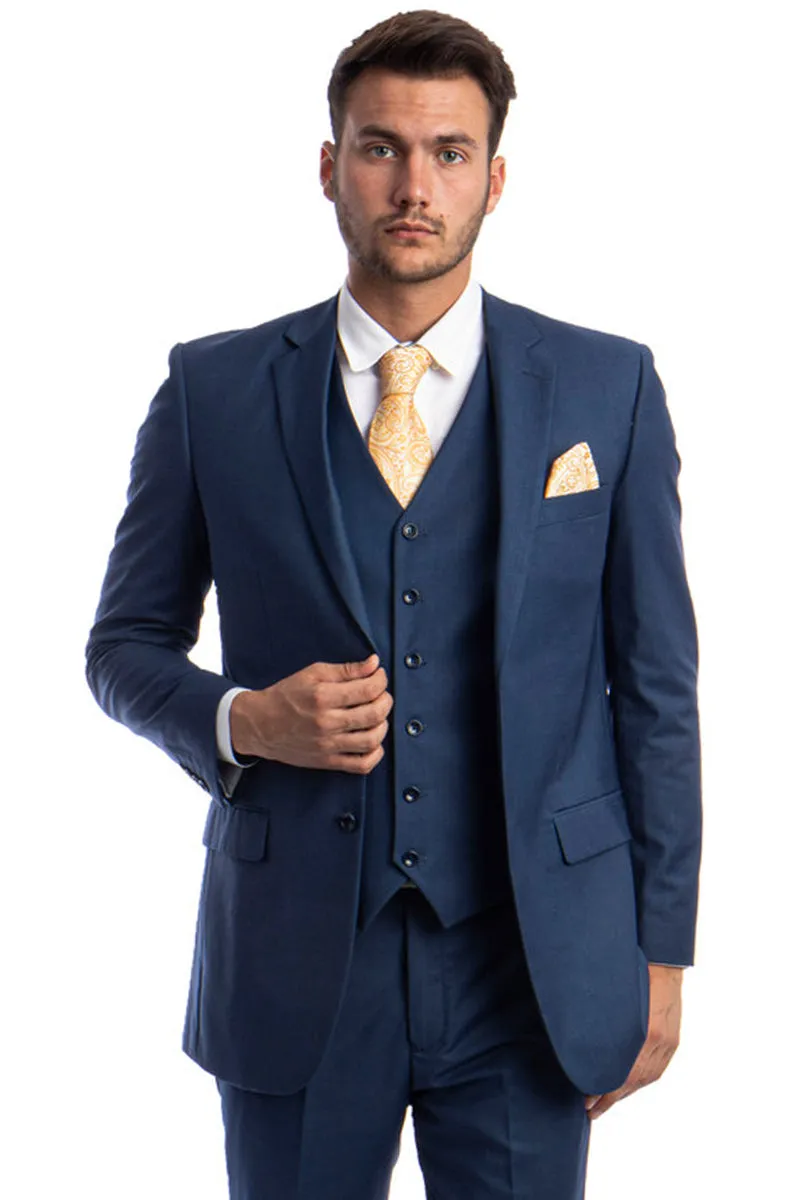 "Indigo Blue Men's Wedding & Business Suit - Vested Two Button Solid Color" sold by Alberto Nardoni