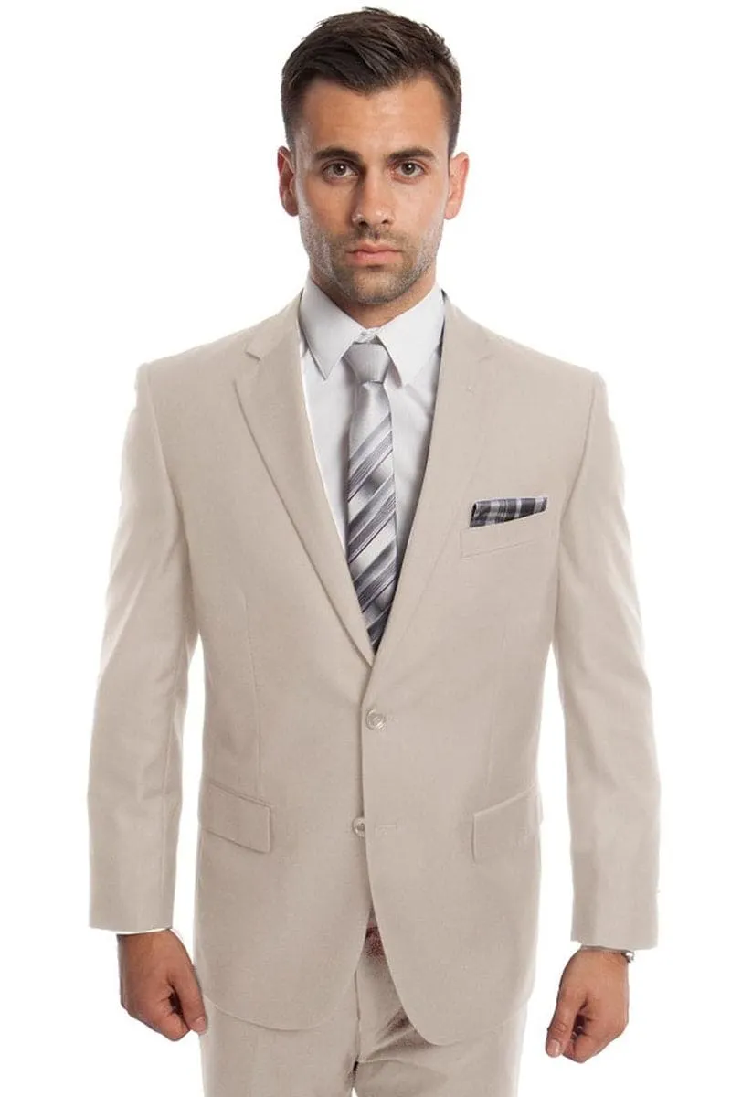 "Modern Fit Men's Business Suit - Two Button Style in Tan" sold by Alberto Nardoni