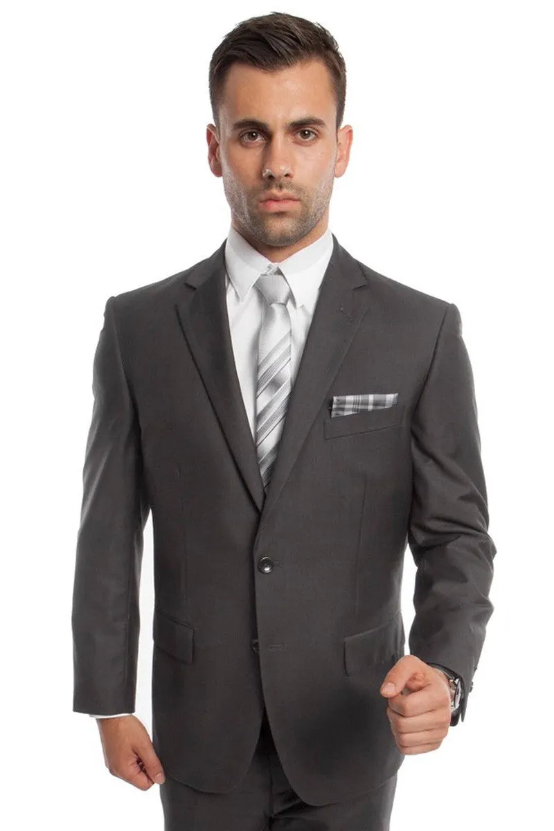 "Grey Modern Fit Men's Business Suit - Two Button Basic Style" sold by Alberto Nardoni
