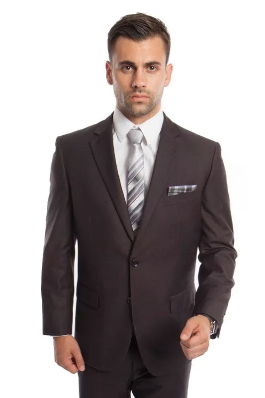 "Modern Fit Men's Business Suit - Two Button Dark Grey" sold by Alberto Nardoni