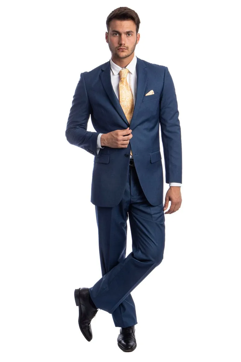Indigo Blue Modern Fit Men's Business Suit - Two Button Style sold by Alberto Nardoni product image thumbnail 2