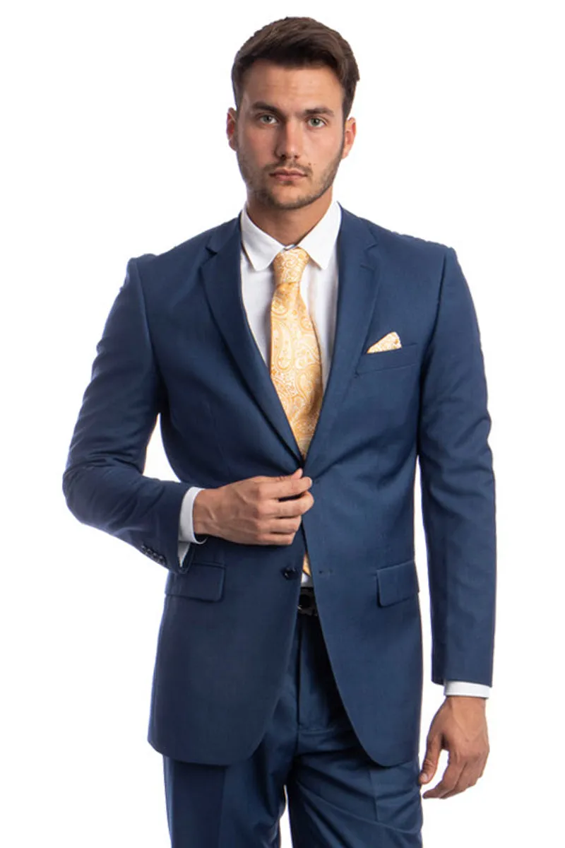 Indigo Blue Modern Fit Men's Business Suit - Two Button Style sold by Alberto Nardoni