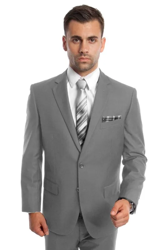 "Modern Fit Men's Business Suit - Two Button Style in Light Grey" sold by Alberto Nardoni