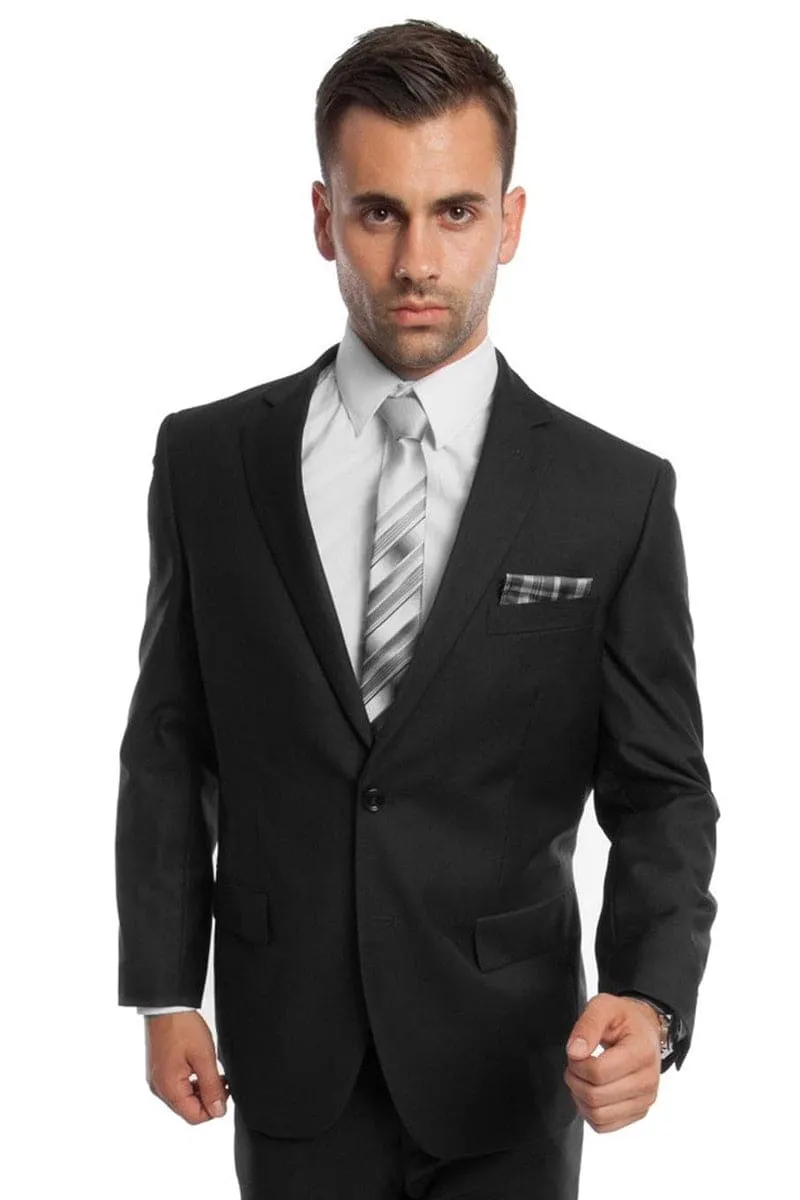 "Black Modern Fit Business Suit for Men - Two Button Style" sold by Alberto Nardoni
