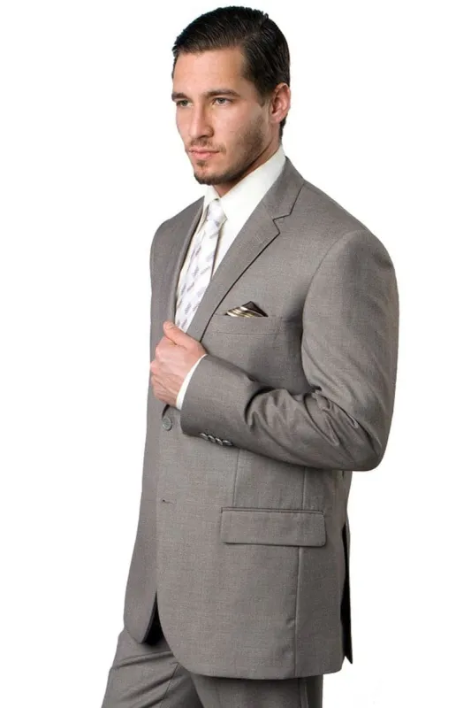 "Modern Fit Men's Business Suit - Two Button Style in Sand" sold by Alberto Nardoni