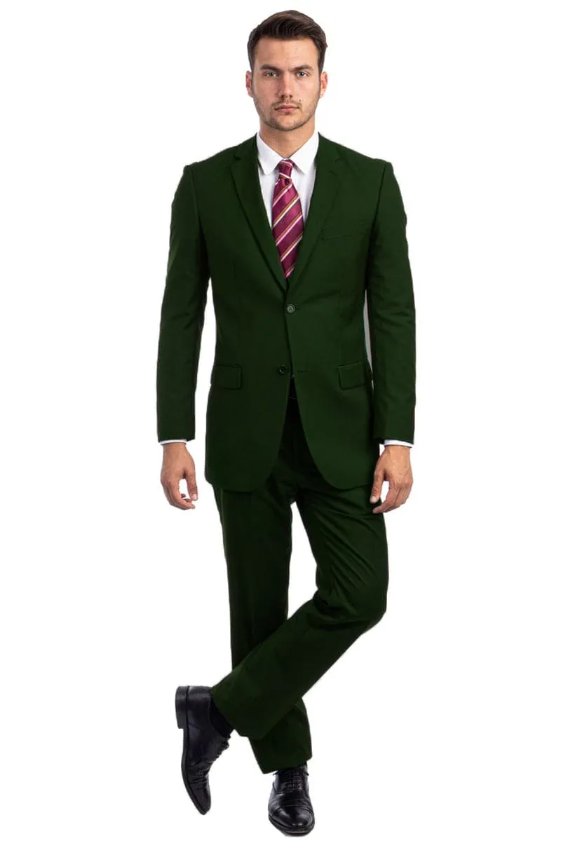 "Dark Green Men's Modern Fit Business Suit - Two Button Style" sold by Alberto Nardoni product image thumbnail 2