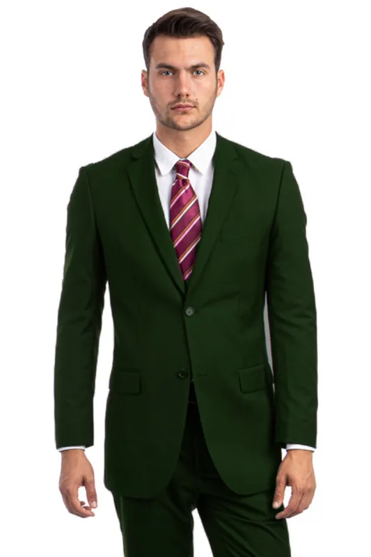 "Dark Green Men's Modern Fit Business Suit - Two Button Style" sold by Alberto Nardoni