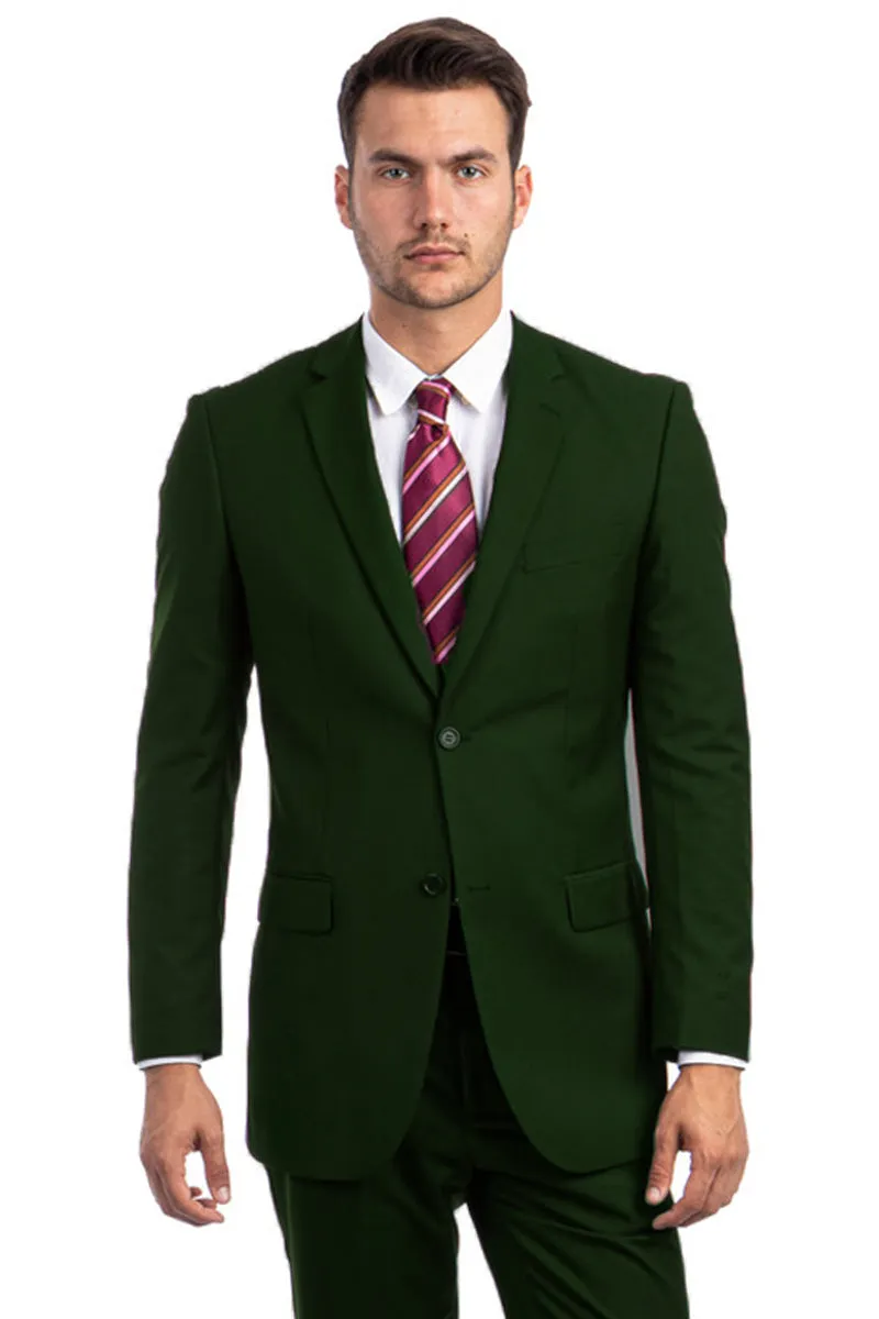 "Dark Green Men's Modern Fit Business Suit - Two Button Style" sold by Alberto Nardoni