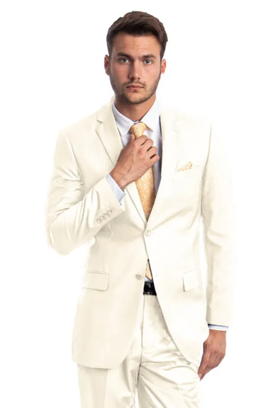 "Modern Fit Men's Business Suit - Two Button Style in Off White" sold by Alberto Nardoni