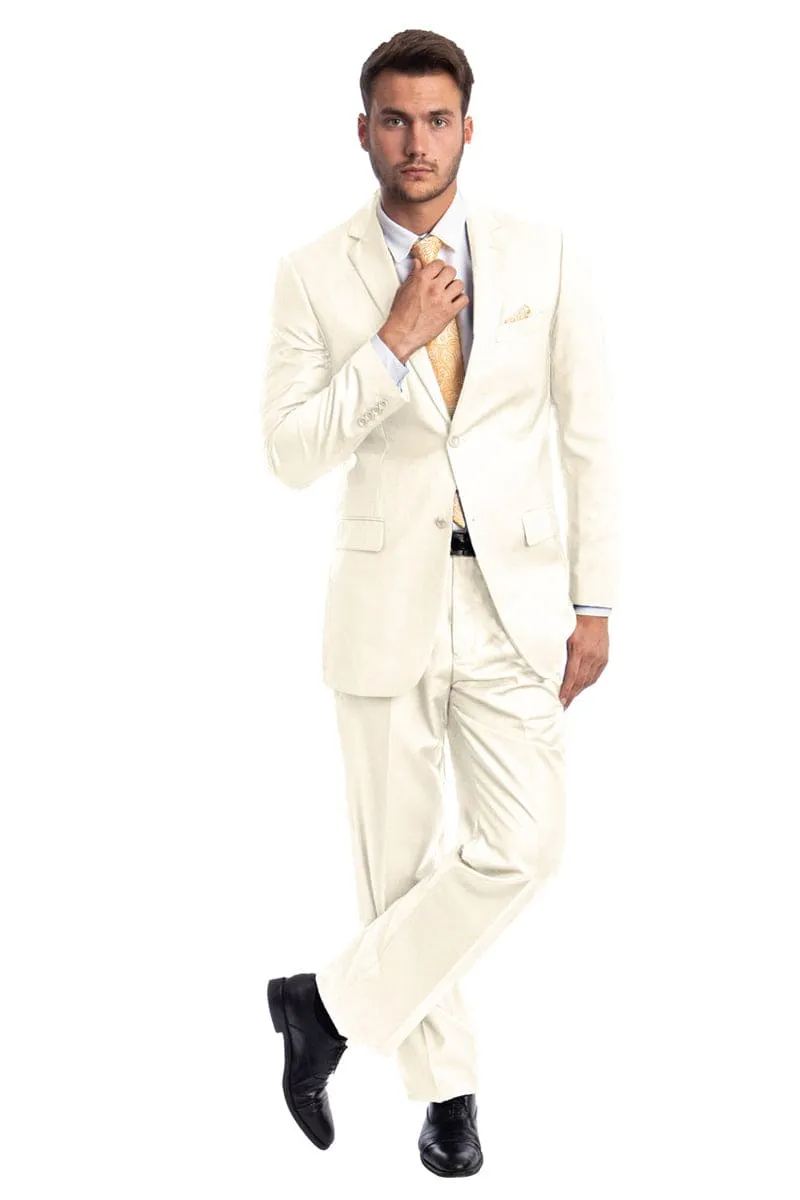 "Modern Fit Men's Business Suit - Two Button Style in Off White" sold by Alberto Nardoni product image thumbnail 2