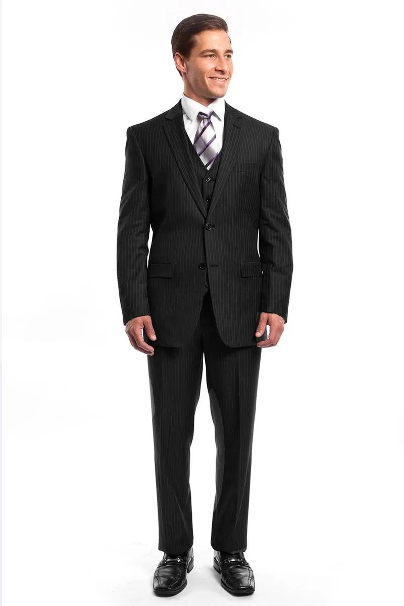"Black Pinstripe Men's Business Suit - Two Button Vested Style" sold by Alberto Nardoni product image thumbnail 2