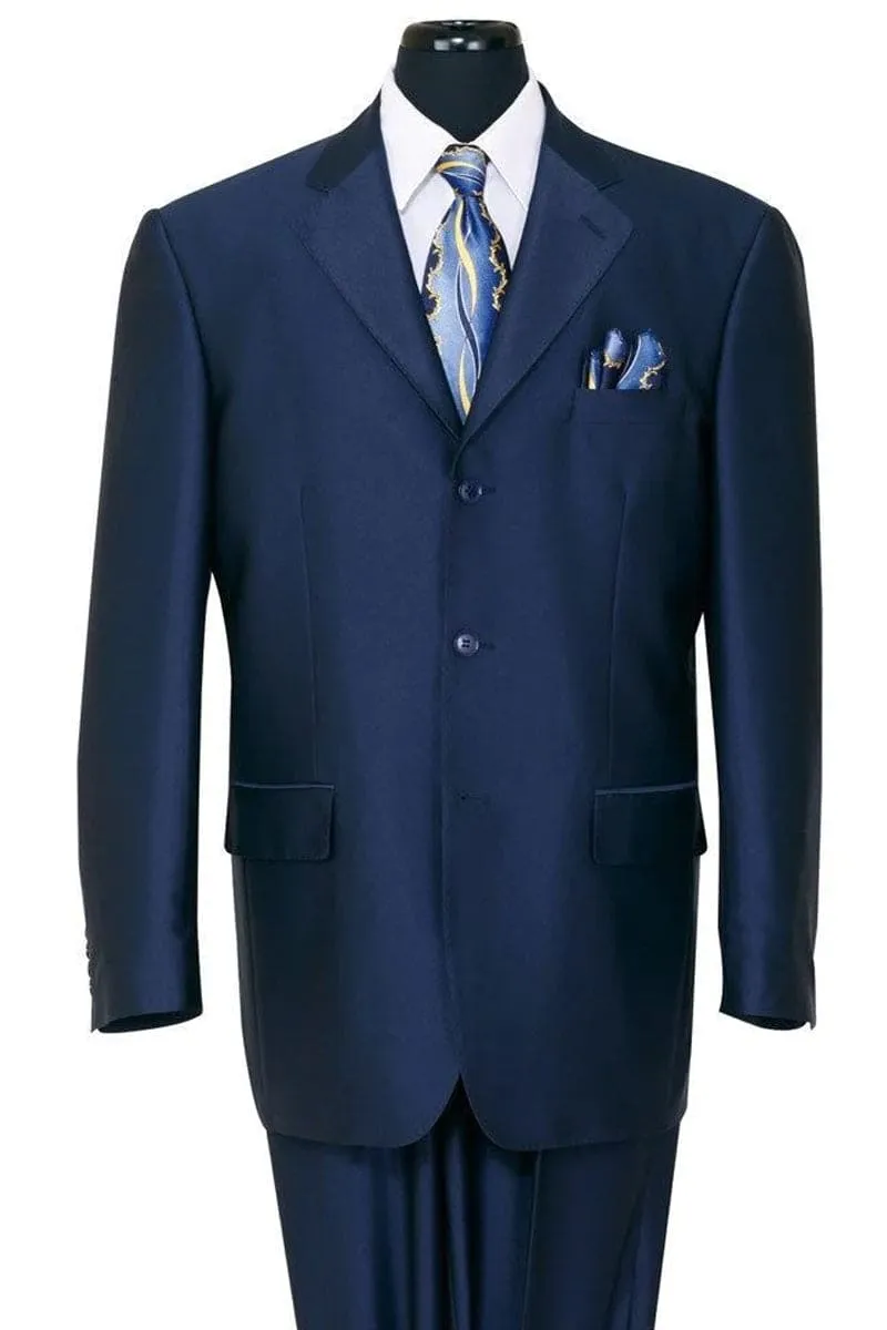 "Sharkskin Suit Men's Classic Fit 3-Button Navy - Shiny Finish" sold by Alberto Nardoni