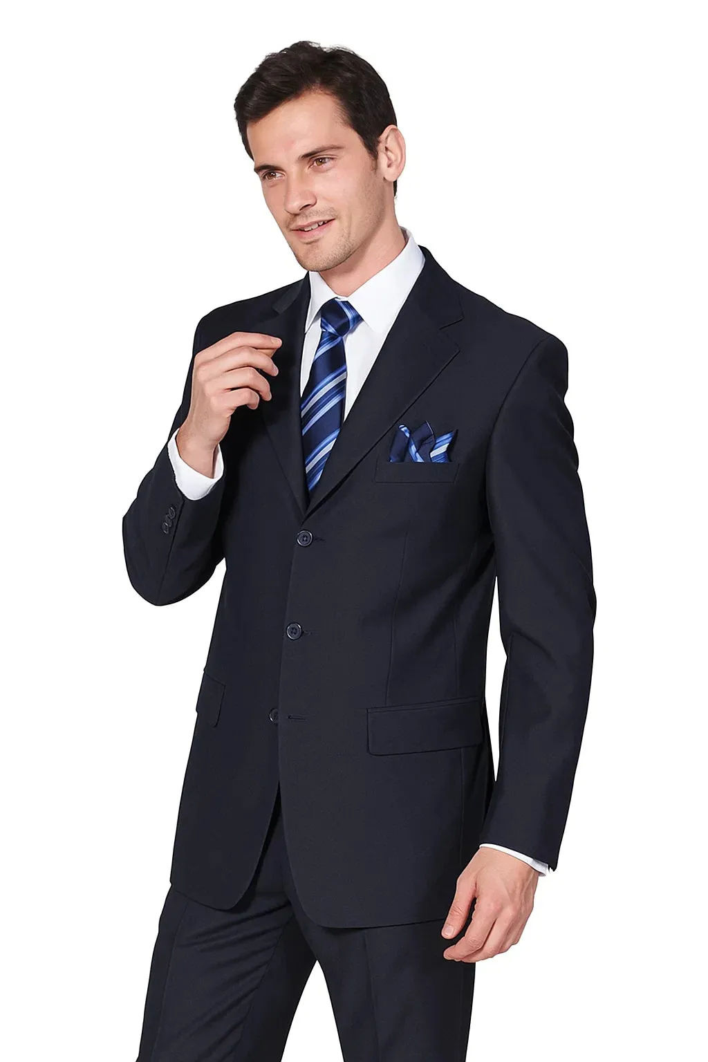 "Navy Blue Men's Classic 3-Button Wool Feel Suit - Designer Brand" sold by Alberto Nardoni product image thumbnail 5