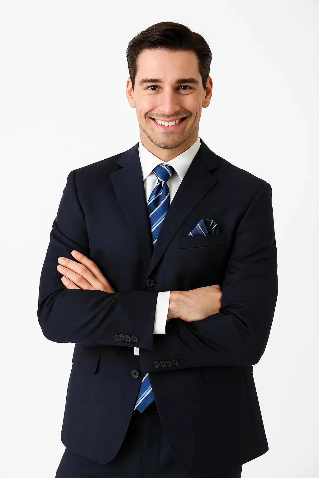 "Navy Blue Men's Classic 3-Button Wool Feel Suit - Designer Brand" sold by Alberto Nardoni product image thumbnail 4