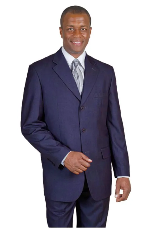 "Navy Blue Men's Classic Wool Pinstripe Suit - 3 Button Design" sold by Alberto Nardoni