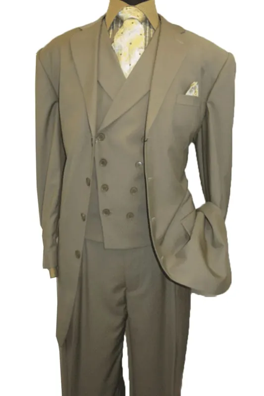 "Tan Men's 4-Button Suit with Double Breasted Vest - Fashion Attire" sold by Alberto Nardoni