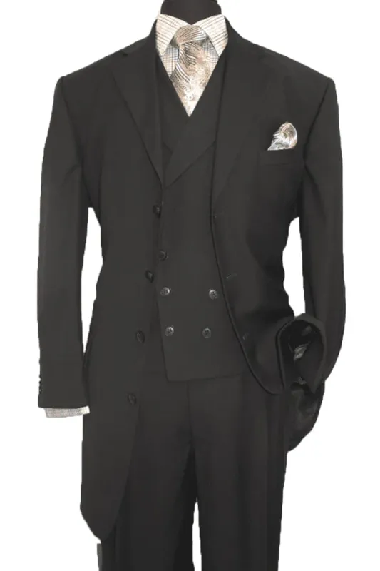 "Black Men's 4-Button Suit with Double-Breasted Vest - Fashion Apparel" sold by Alberto Nardoni