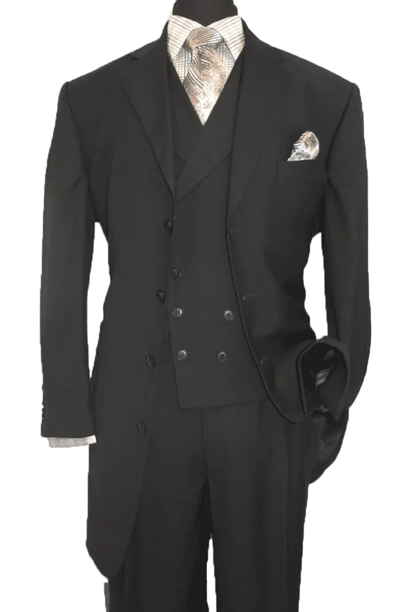 "Black Men's 4-Button Suit with Double-Breasted Vest - Fashion Apparel" sold by Alberto Nardoni