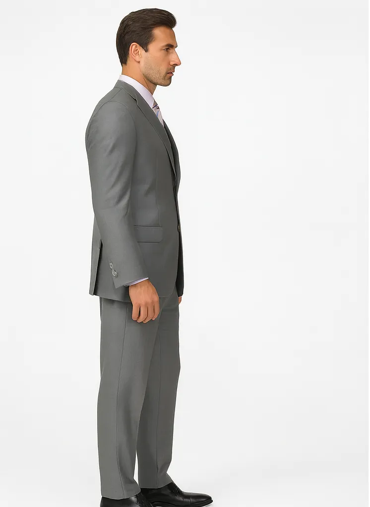 "Classic Fit Men's 3-Button Grey Vested Suit - Basic Style" sold by Alberto Nardoni product image thumbnail 3