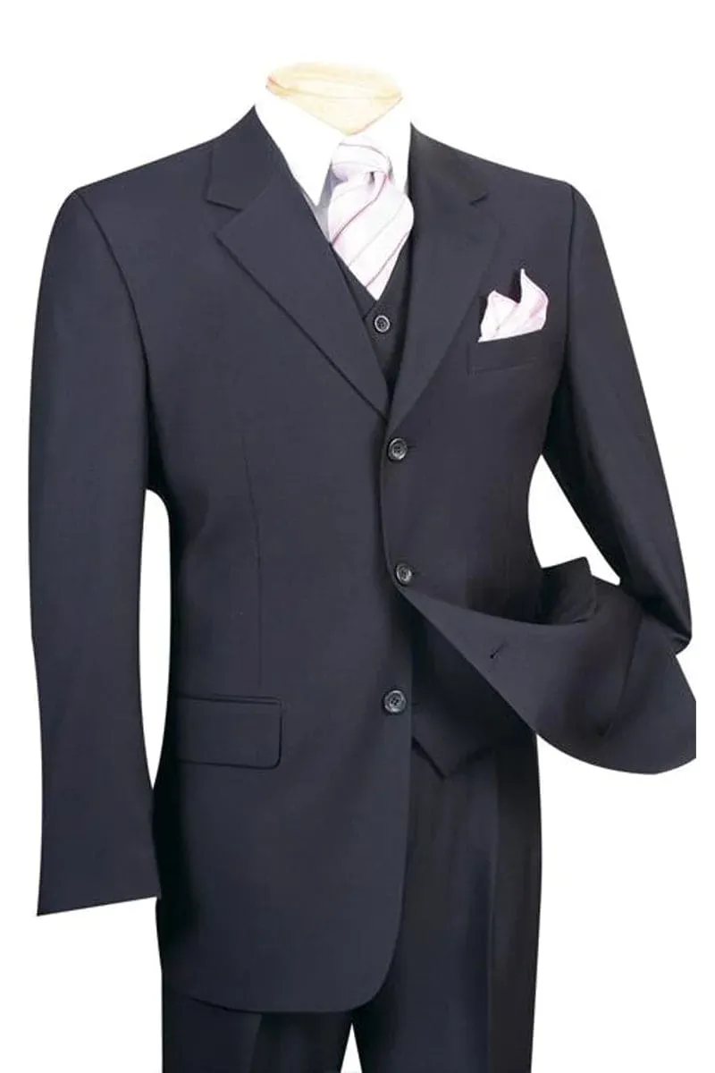 "Classic Fit Men's 3-Button Vested Suit in Navy - Basic Style" sold by Alberto Nardoni