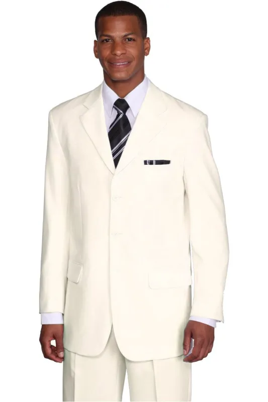 "Classic Fit Men's Poplin Suit - 3 Button Design in Cream" sold by Alberto Nardoni