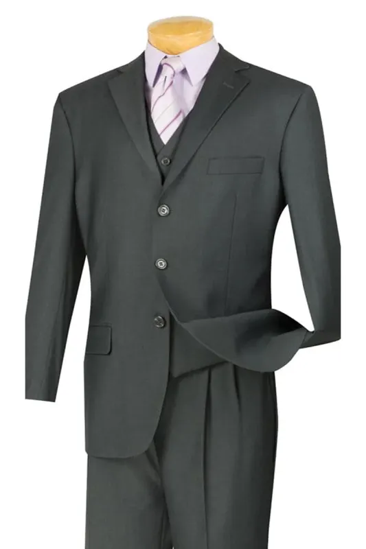 "Classic Fit Men's 3-Button Vested Suit in Charcoal Grey" sold by Alberto Nardoni