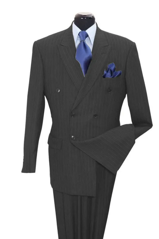 "Grey Pinstripe Suit - Classic Double Breasted Men's Suit" sold by Alberto Nardoni