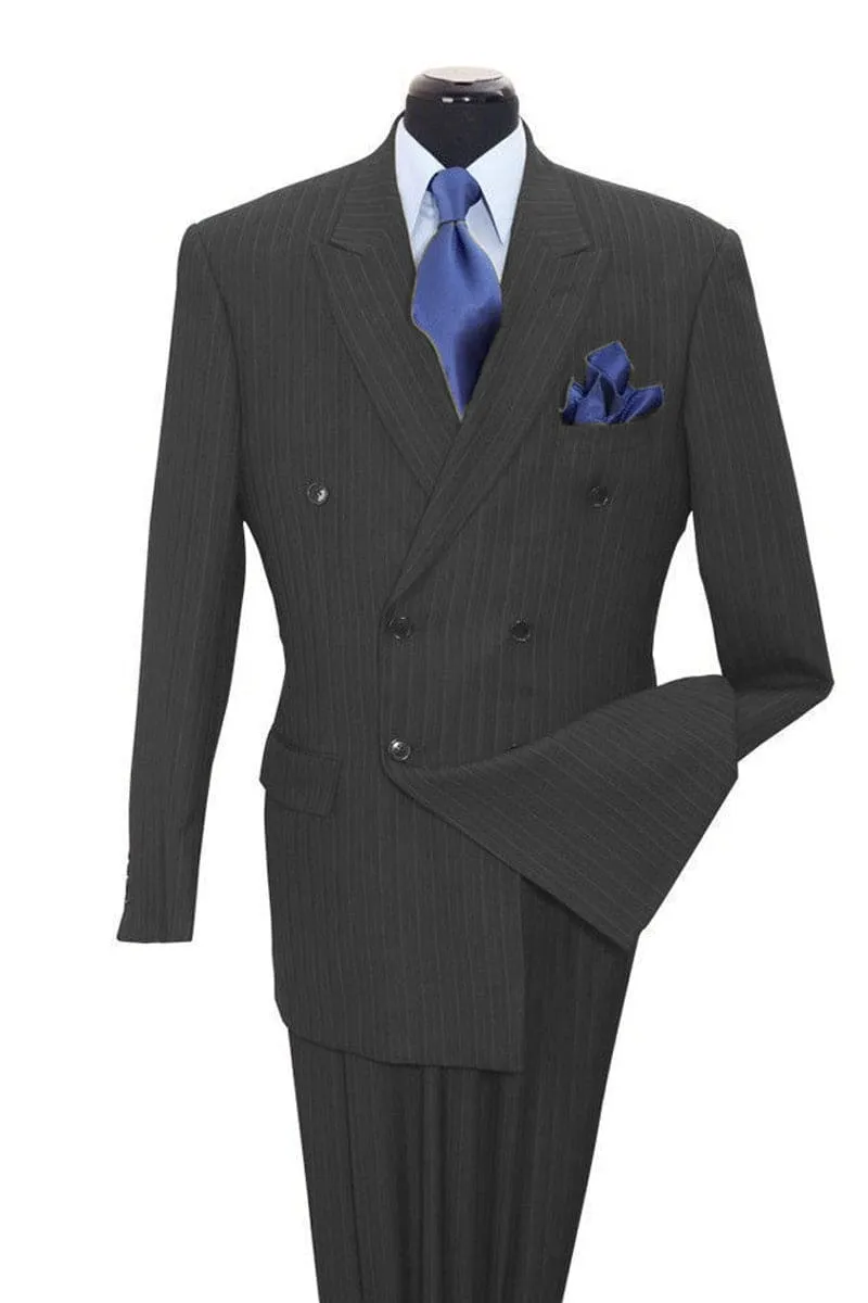 "Grey Pinstripe Suit - Classic Double Breasted Men's Suit" sold by Alberto Nardoni
