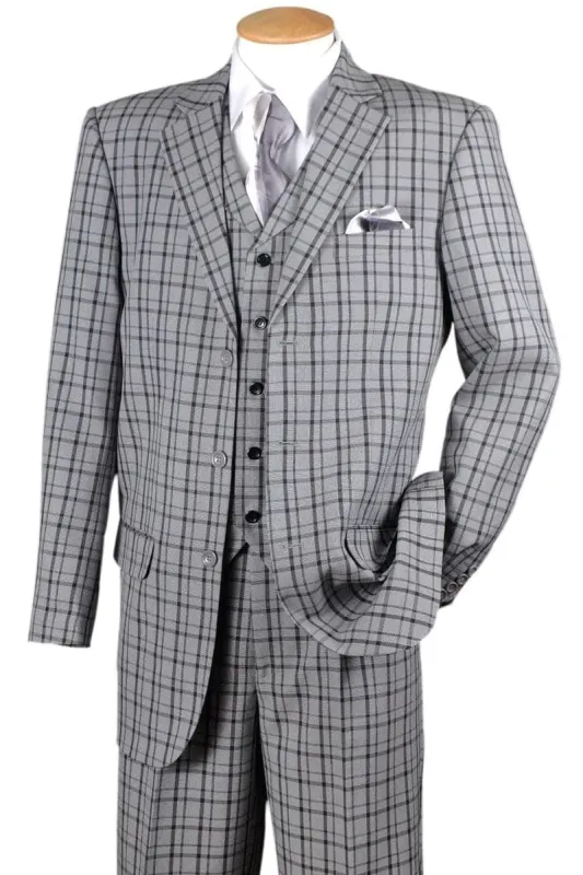 "Men's Navy  Windowpane Plaid 3-Button Vested Fashion Suit" sold by Alberto Nardoni