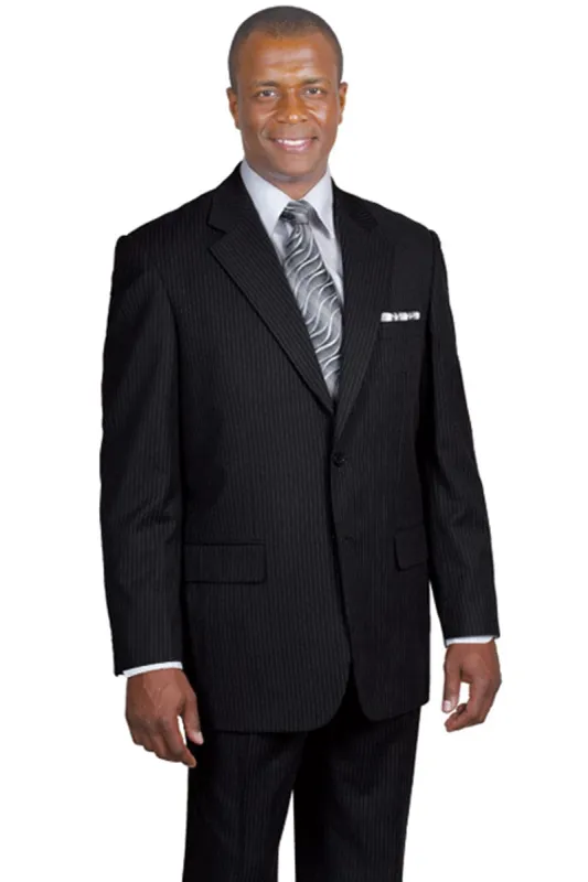 "Black Banker Pinstripe Suit - Mens 2 Button Modern Fit" sold by Alberto Nardoni