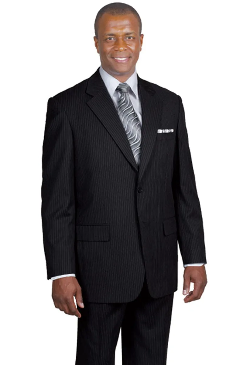 "Black Banker Pinstripe Suit - Mens 2 Button Modern Fit" sold by Alberto Nardoni