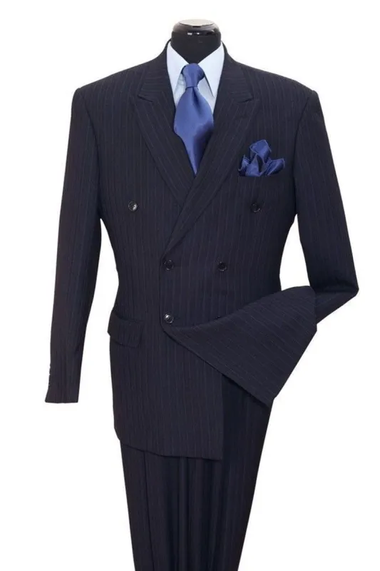 "Classic Men's Double Breasted Pinstripe Suit - Navy Blue" sold by Alberto Nardoni