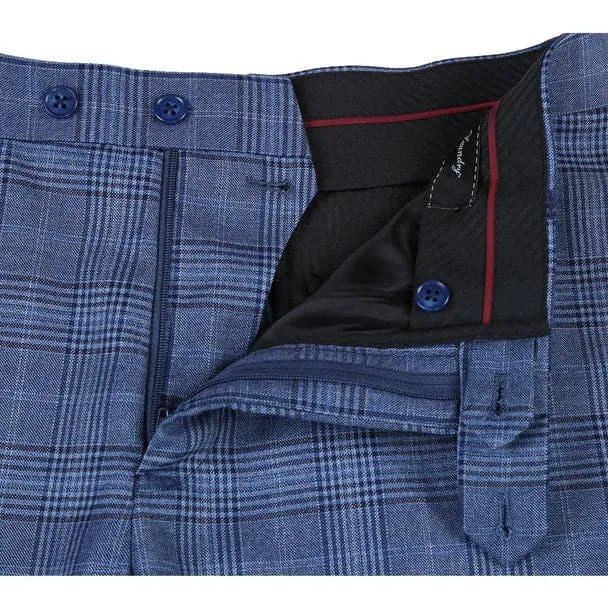 Designer Brand - Wool Stretch Single Breasted Slim Fit Denim Blue Glen sold by Alberto Nardoni product image thumbnail 4